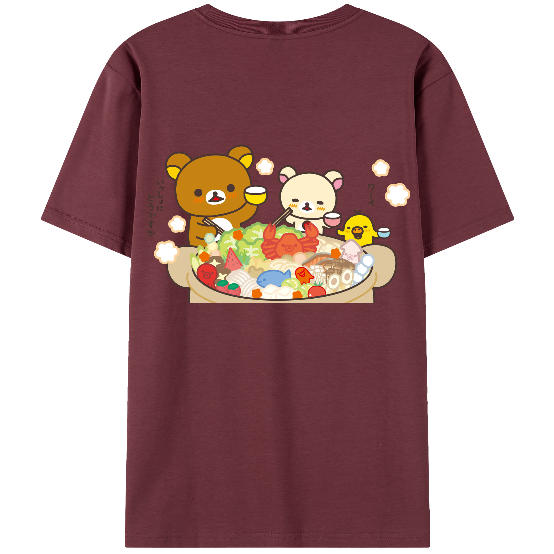 （画像用） リラックマ リラックマ キイロイトリ Rilakkuma Korilakkuma Kiiroitori 綿100％半袖Tシャツ（背面プリント）